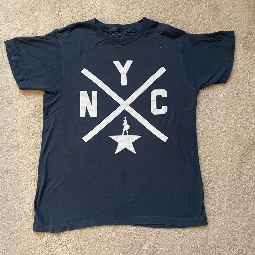 Hamilton New York City Musical Official Blue T Shirt Sz Small unisex